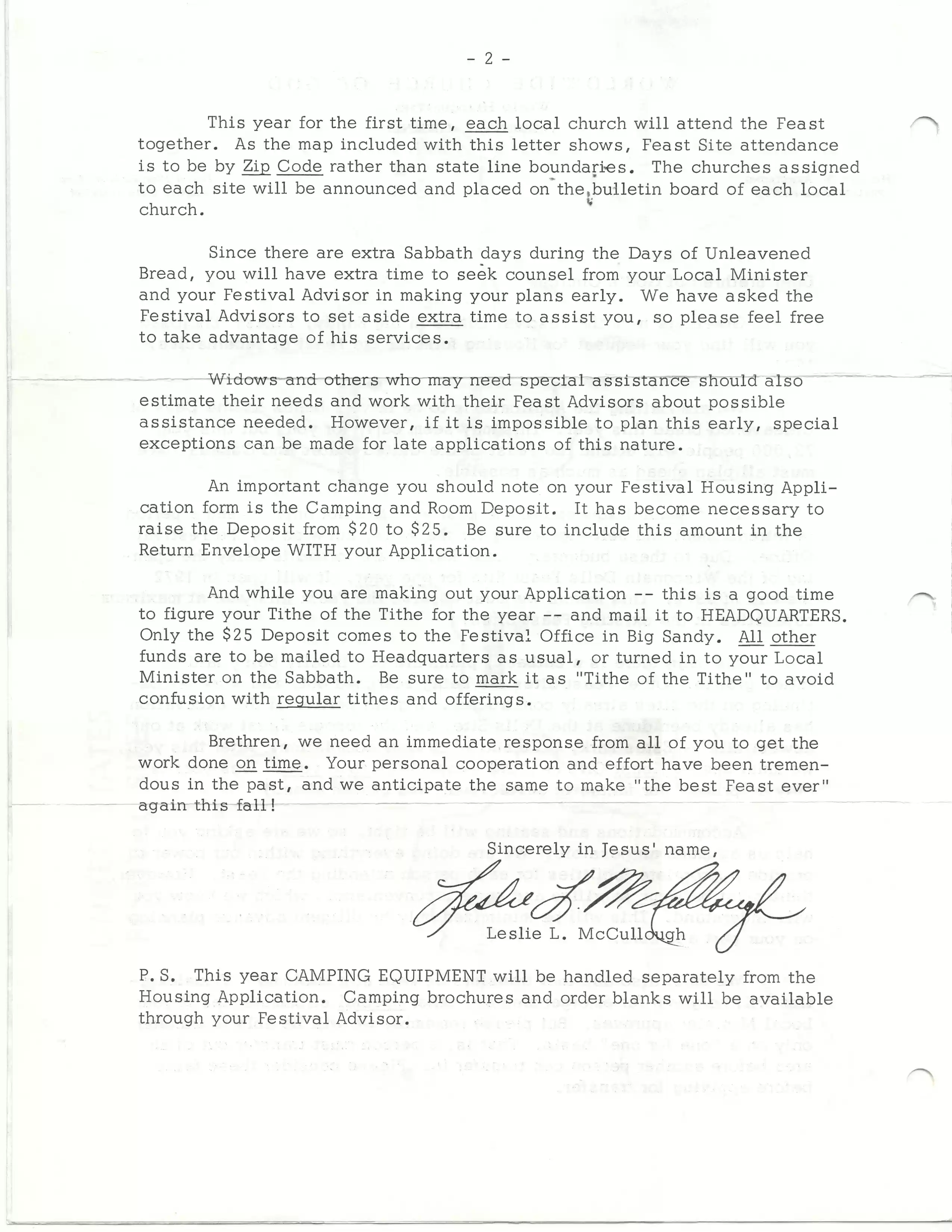 Feast of Tabernacles site  attendance boundary changes, 8-1971, pg 2